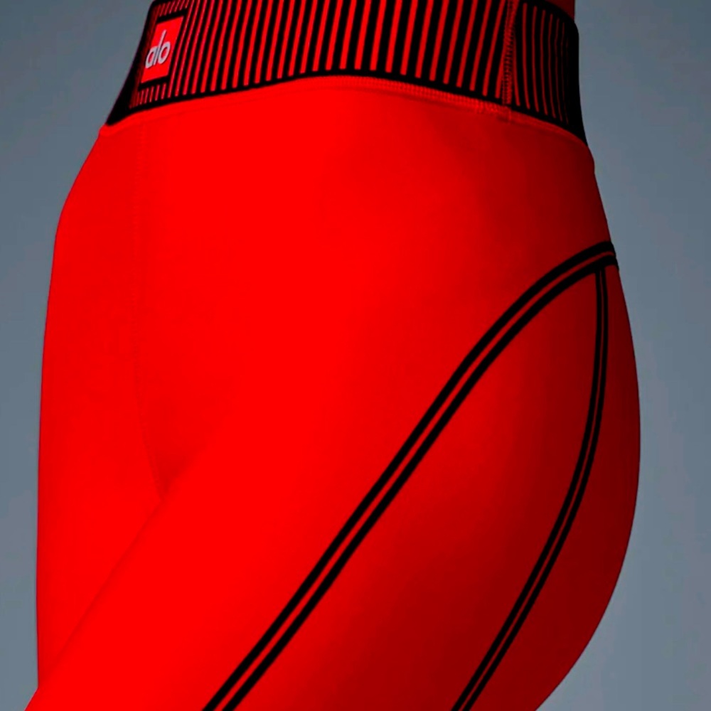 Red and Gray High-Waisted Leggings